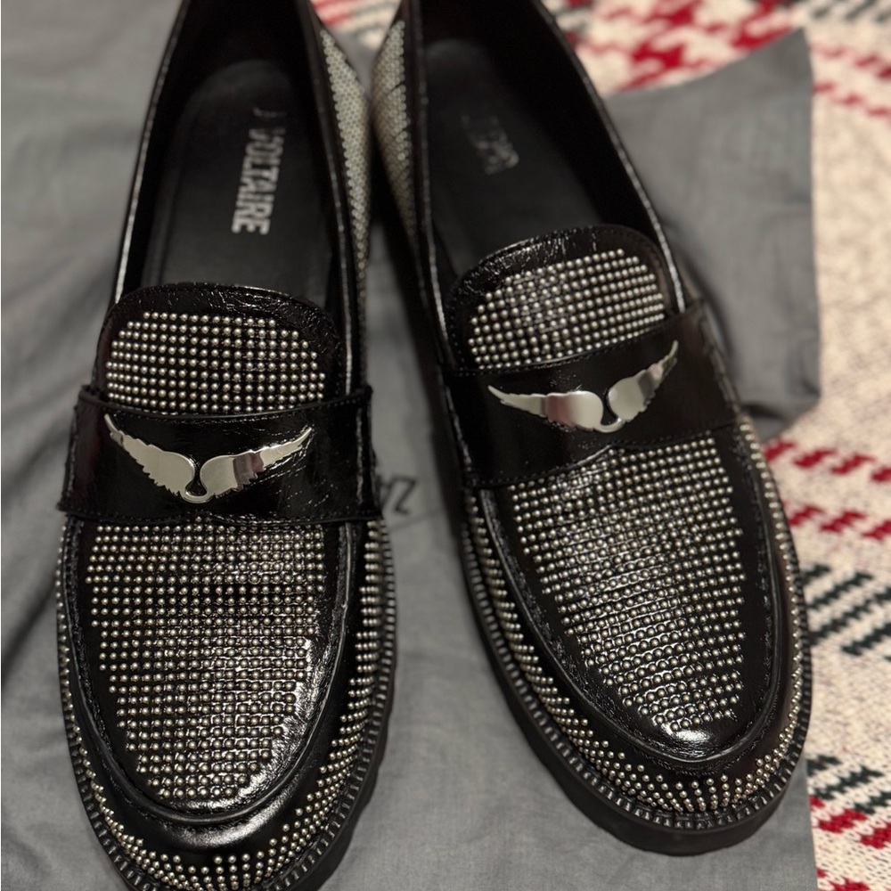 All saints leather studded loafers